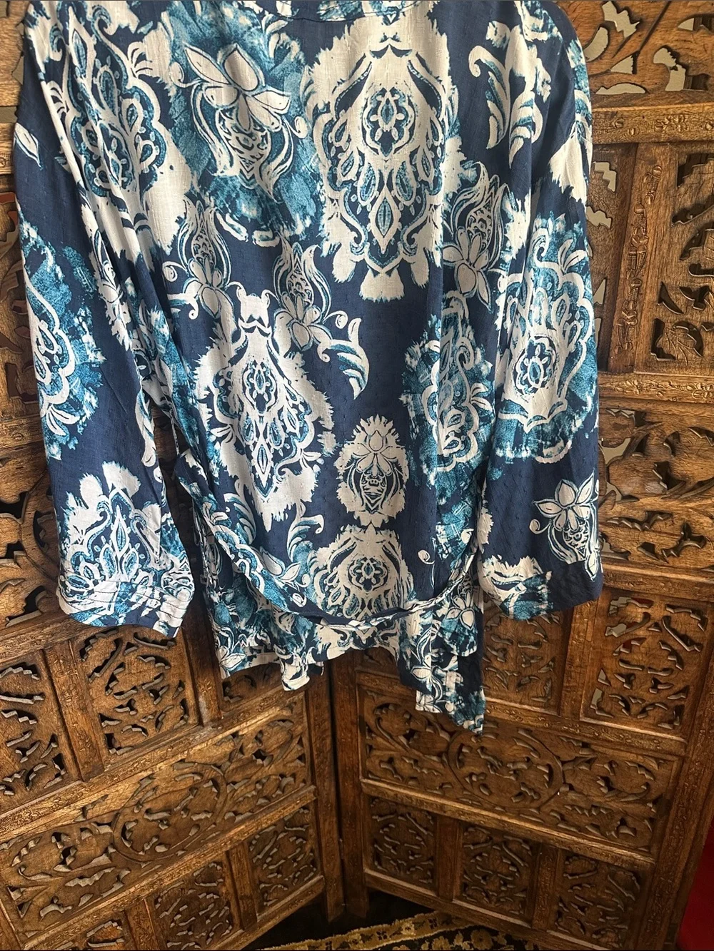 Haute Hippie Blue and White Floral Open Cardigan